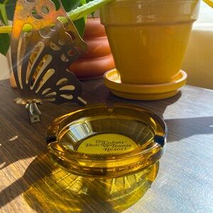 Vintage Amber Glass THE COLONY Beach & Tennis Resort Ashtray